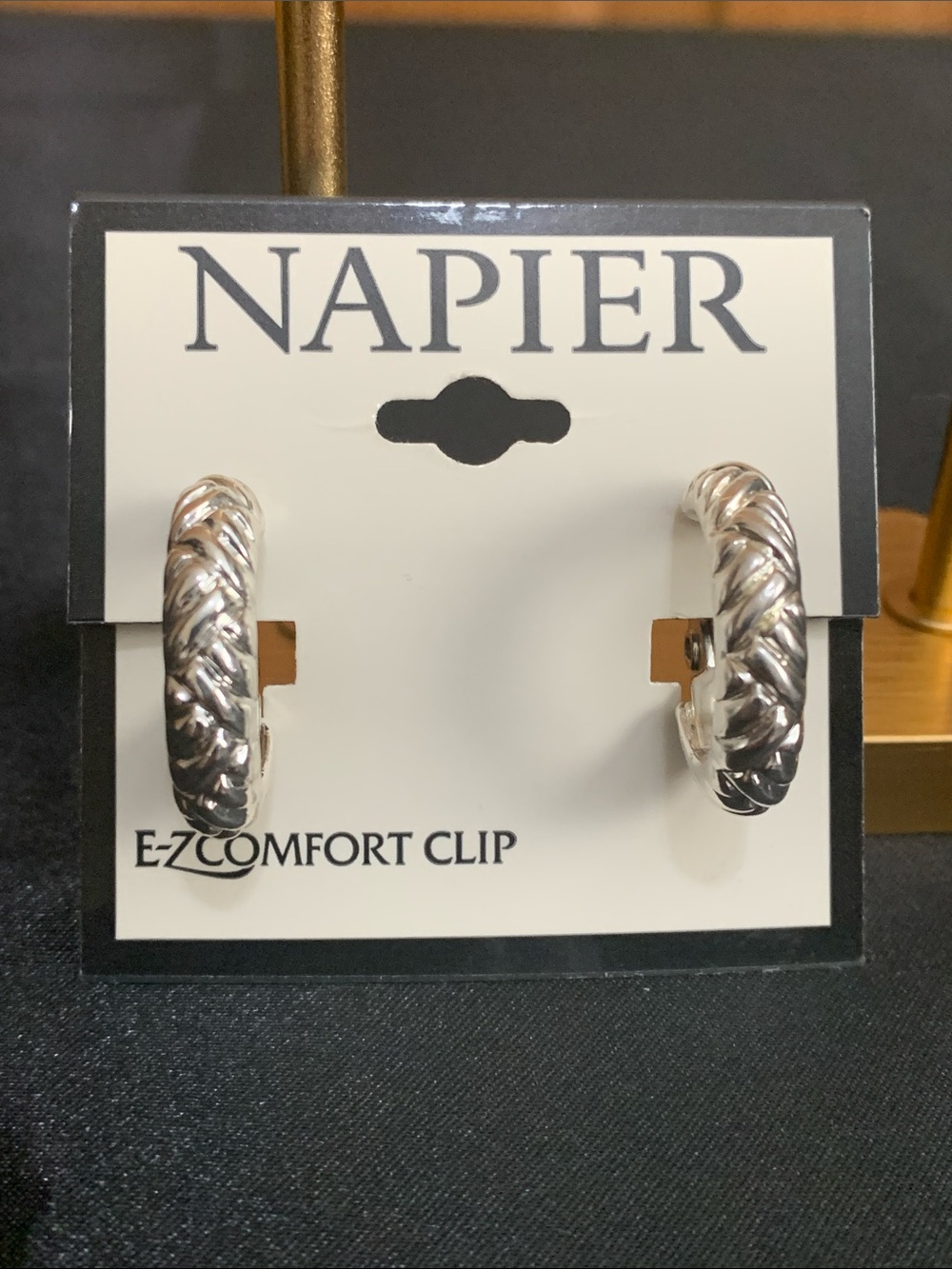 NWT Napier silver tone textured clip on earrings